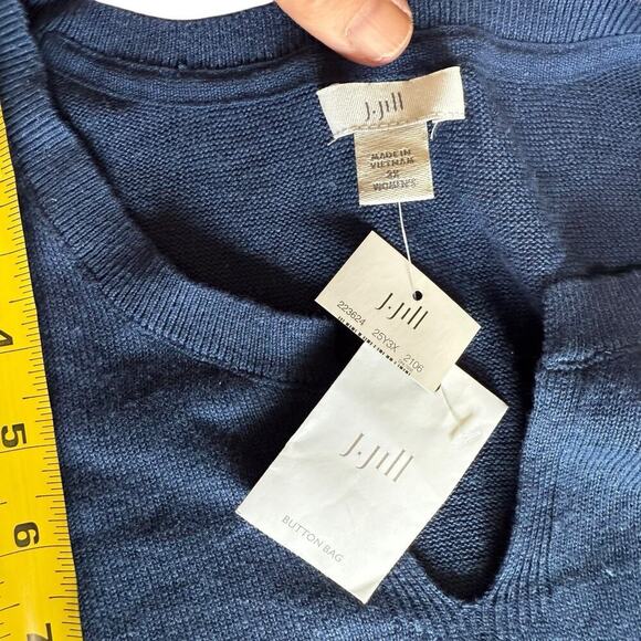 J. Jill Linen Blend Tunic Sweater Dress Blue S/S 2XL Coastal Quiet Luxury Preppy - Picture 9 of 11